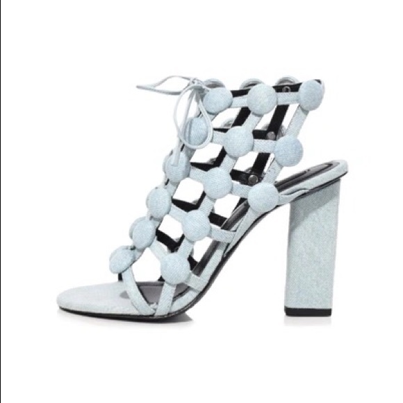 NWT Alexander Wang Denim Rubie Cage Sandals - Picture 2 of 7